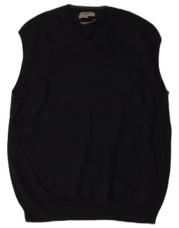 Marks & Spencer - Camiseta sin mangas para hombre, talla grande, algodón azul marino