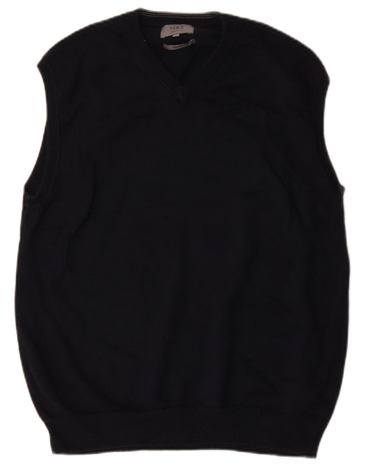 Marks & Spencer - Camiseta sin mangas para hombre, talla grande, algodón azul marino