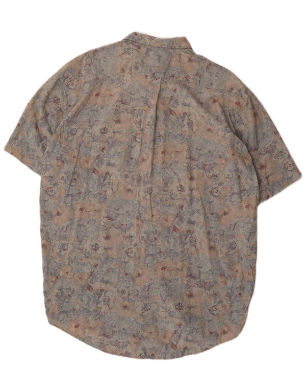 VINTAGE Camisa de manga corta para hombre XL Rayón floral multicolor
