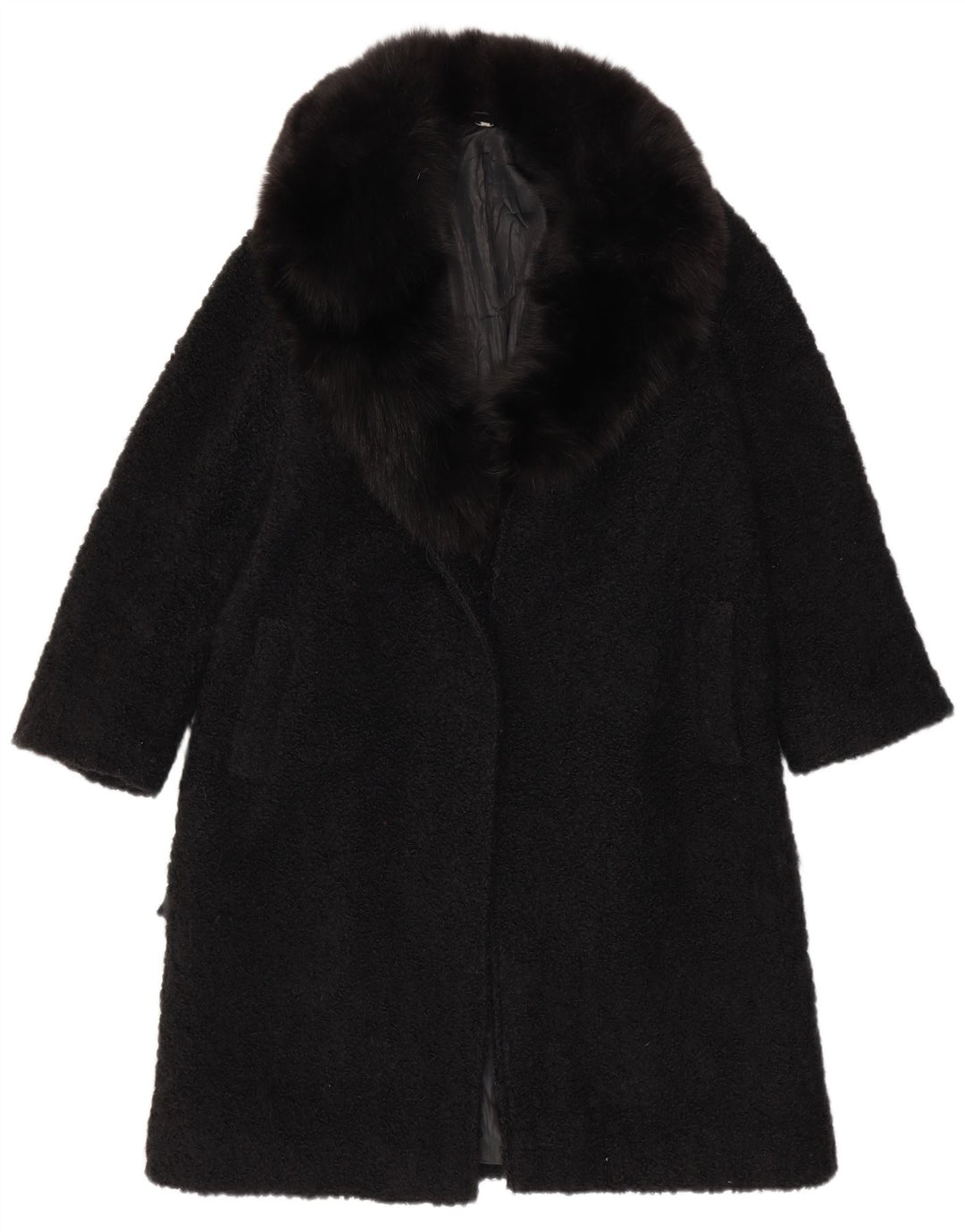 VINTAGE Abrigo abierto para mujer Reino Unido 12 Medio Negro