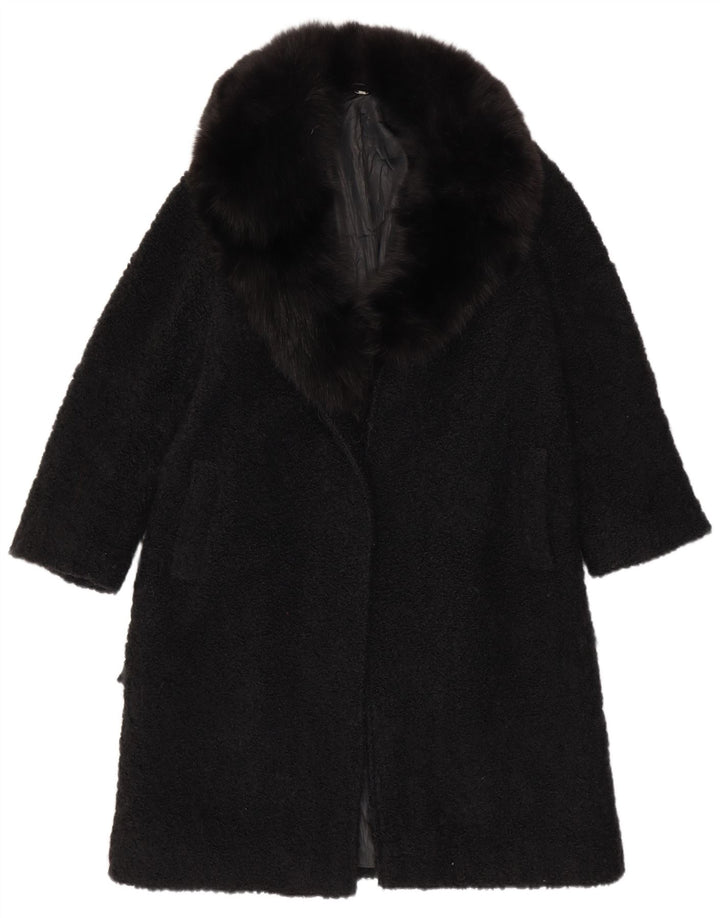 VINTAGE Abrigo abierto para mujer Reino Unido 12 Medio Negro