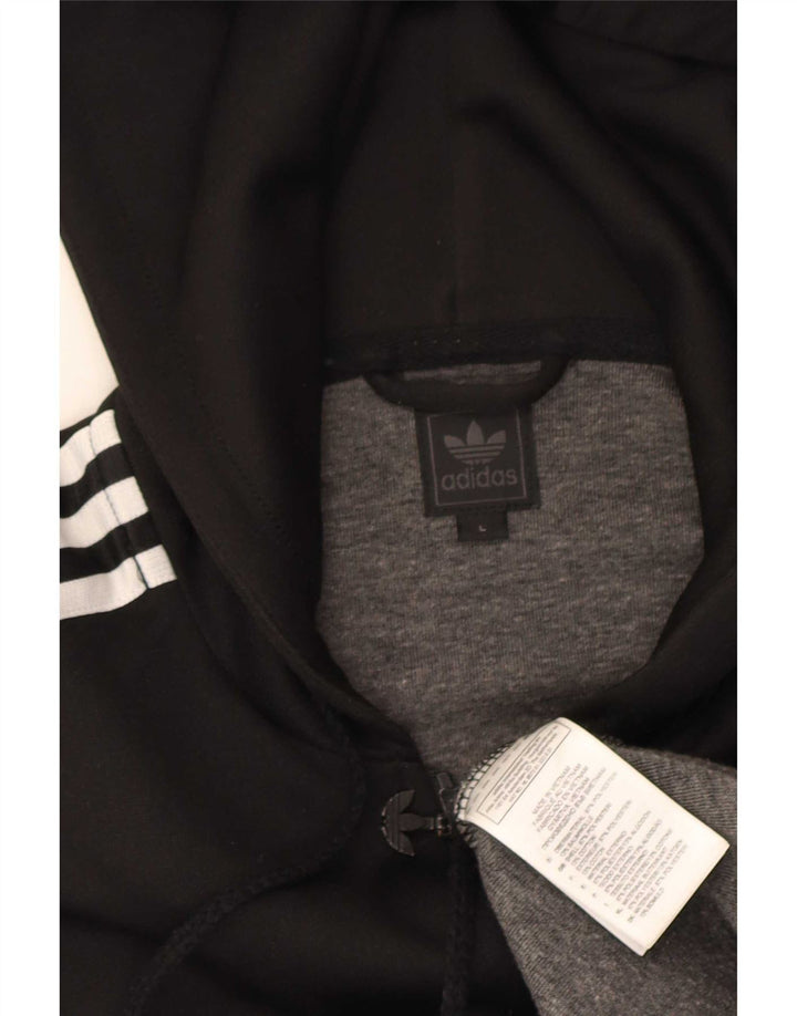 Adidas - Sudadera con capucha para hombre, talla grande, poliéster negro