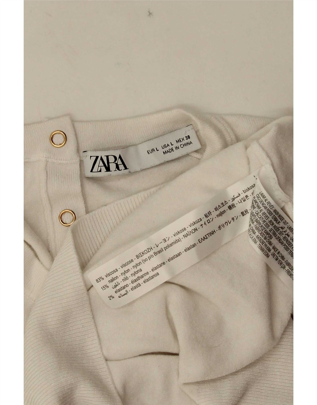 Zara Blusa para mujer Top UK 44 Large Viscosa blanca