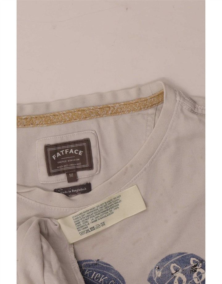 Camiseta gráfica para hombre Fat Face Top mediano de algodón blanco