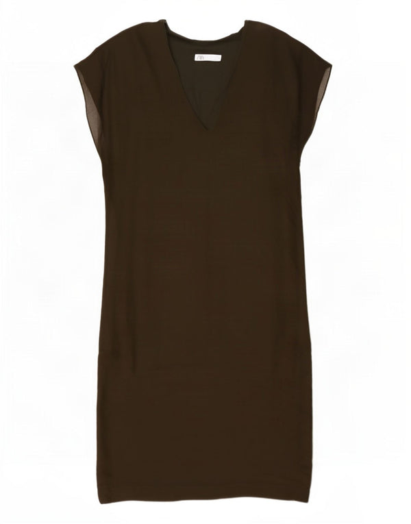 Zara Mujer Vestido Recto Extragrande UK 44 Medium Caqui