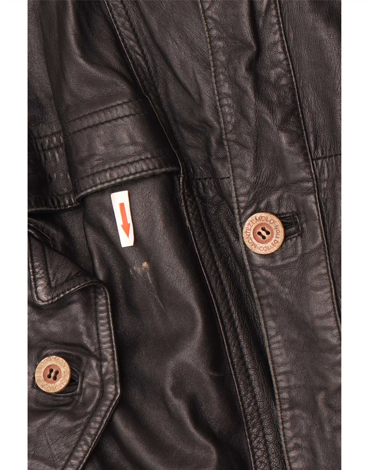 Vintage hombres suelta ajuste chaqueta de cuero Reino Unido 38 medio negro