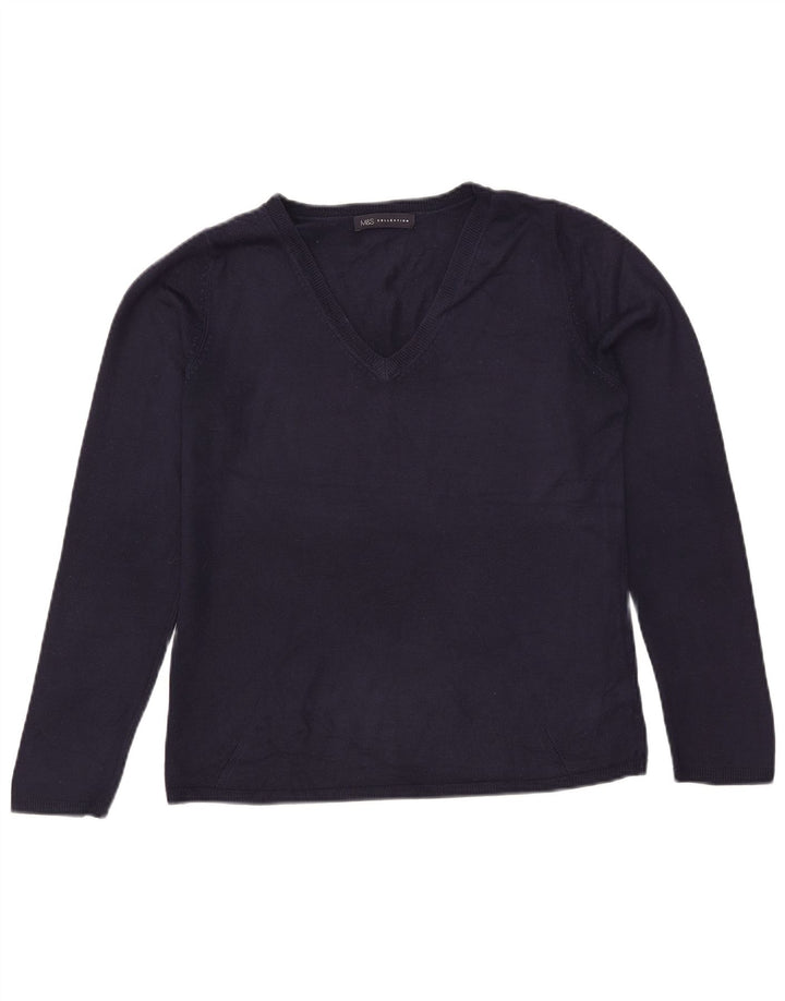Marks & Spencer Suéter con Cuello en V para Mujer UK 40 Medium Azul Marino