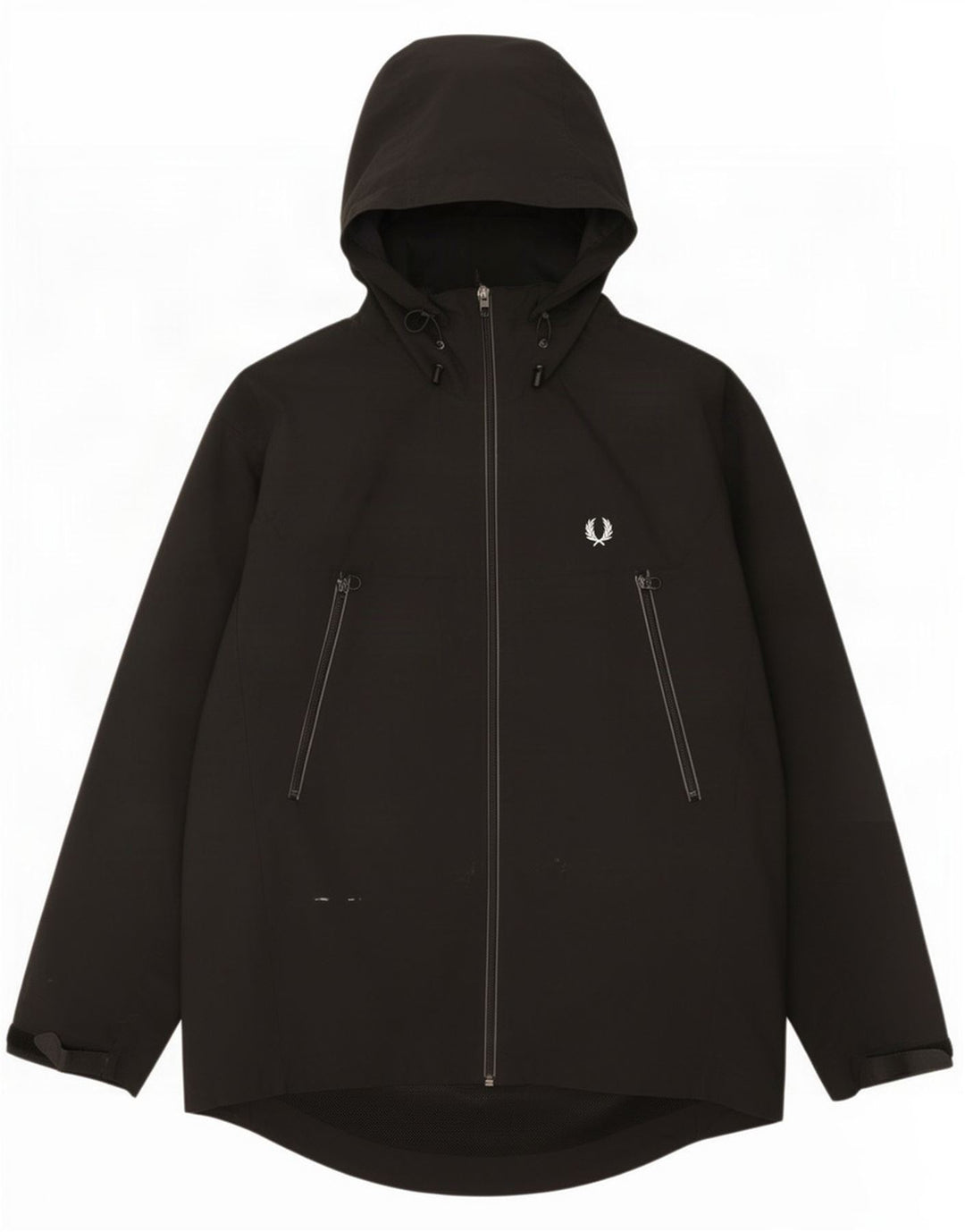 Fred Perry Chaqueta impermeable con capucha para hombre UK 38 Medium Black Nylon