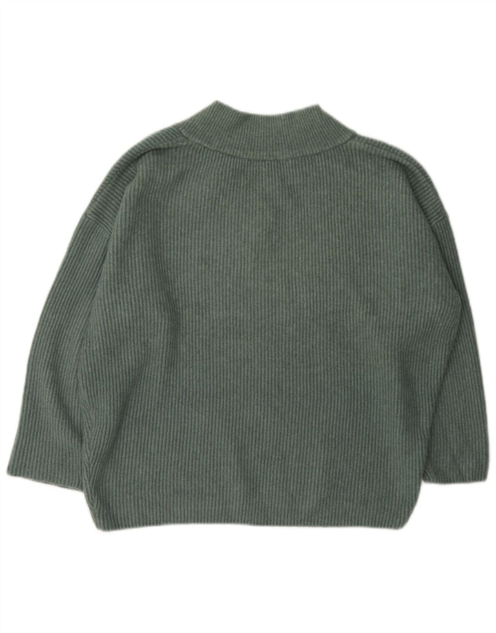 Zara Mujer Jersey Oversize Con Cuello En V UK 44 Acrílico Verde Medio