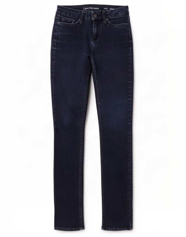 Calvin Klein - Vaqueros ajustados para mujer, talla 2 XS W26 L32, algodón azul marino