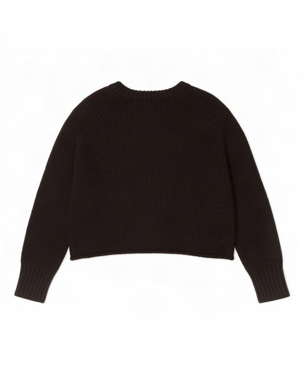 Zara Mujer Crop Oversize Cuello Barco Jersey Suéter UK 10 Small Negro