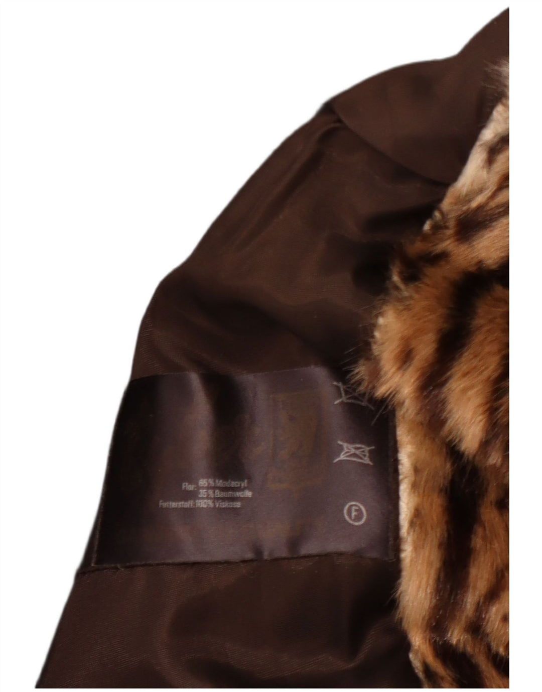 VINTAGE Chaqueta de piel sintética para mujer EU 40 Marrón medio Animal Print Modacryl