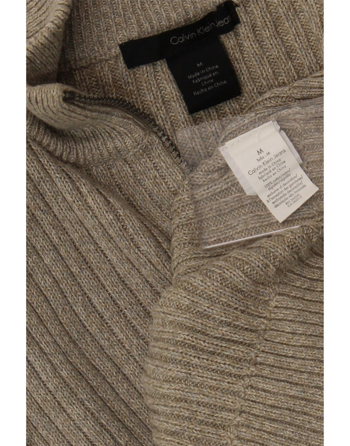 CALVIN KLEIN JEANS Jersey con cuello y cremallera para hombre con moteado beige medio