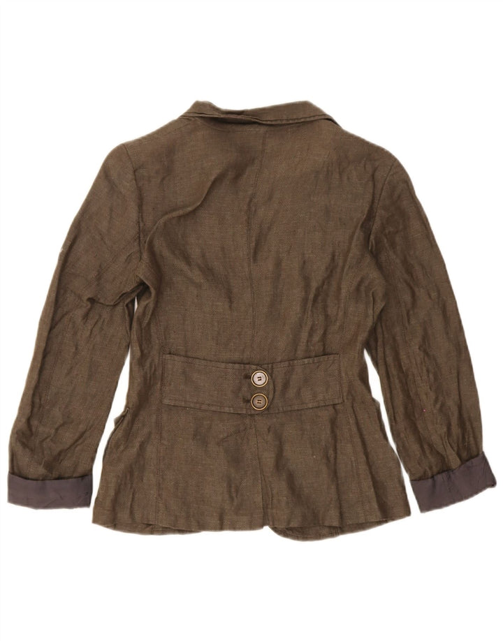 Max & Co. Chaqueta tipo blazer de 2 botones para mujer UK 6 XS Lino marrón