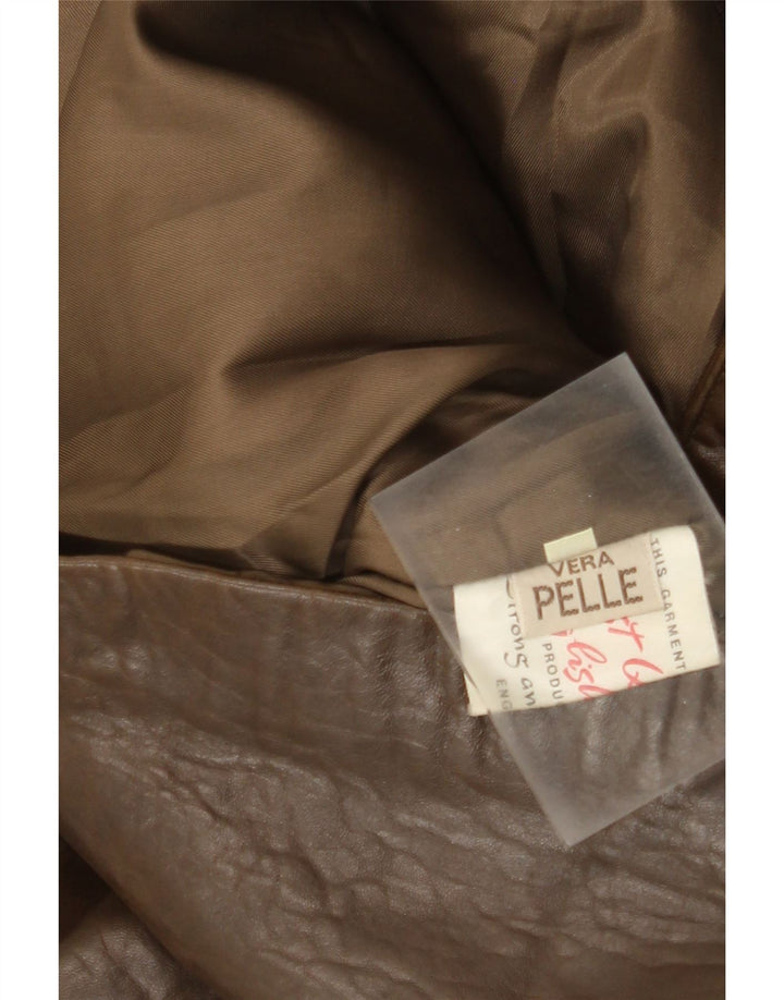 Abrigo de cuero vintage para mujer IT 42 Cuero marrón medio