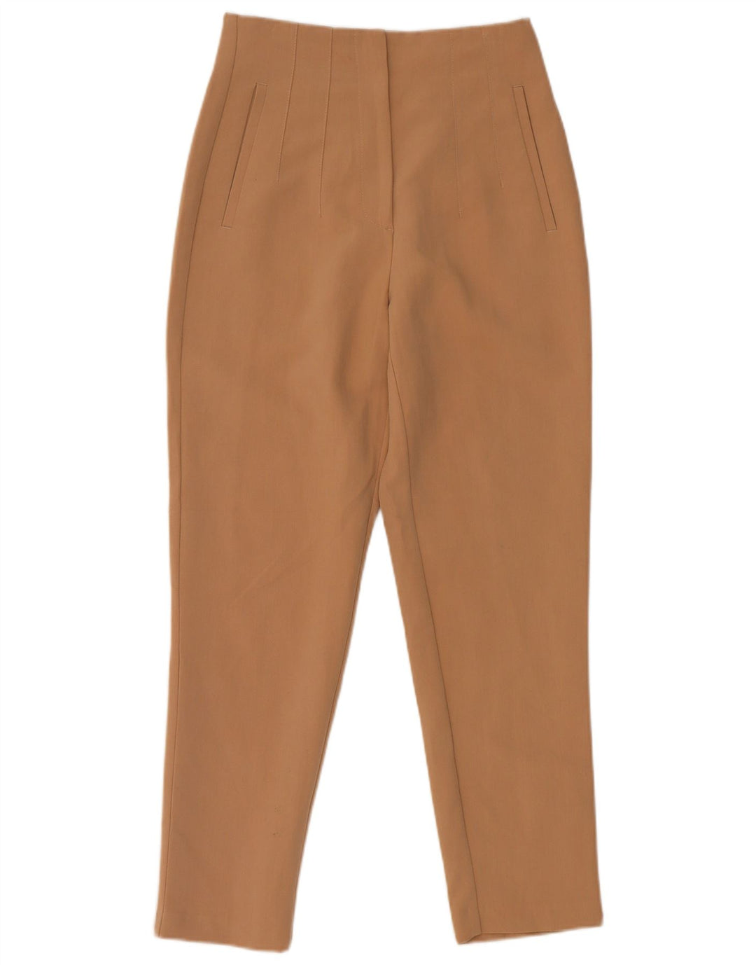 Zara Mujer Pantalón Chino Tapered Pequeño W26 L26 Poliéster Marrón