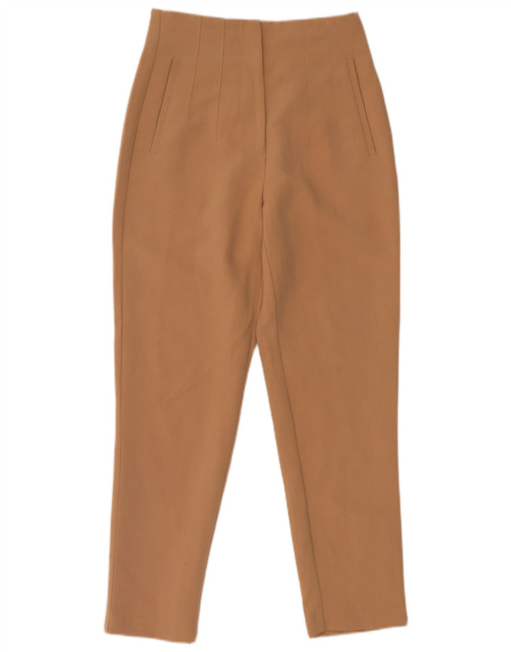 Zara Mujer Pantalón Chino Tapered Pequeño W26 L26 Poliéster Marrón