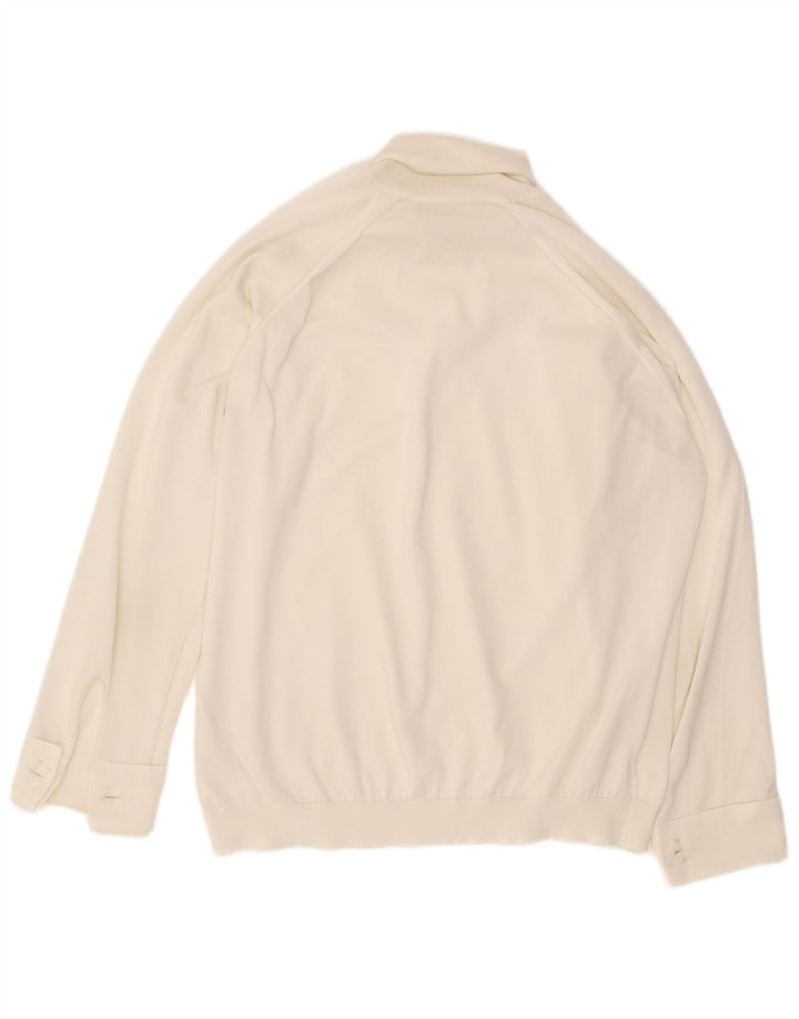 Vintage mujer oversize manga larga blusa Top Reino Unido 16 blanco grande