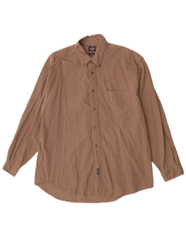Camisa Dockers Hombre Grande Marrón Cuadros Algodón