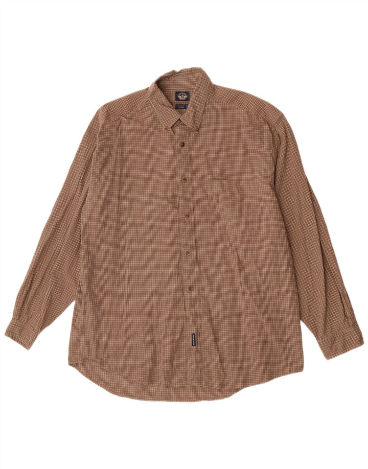 Camisa Dockers Hombre Grande Marrón Cuadros Algodón