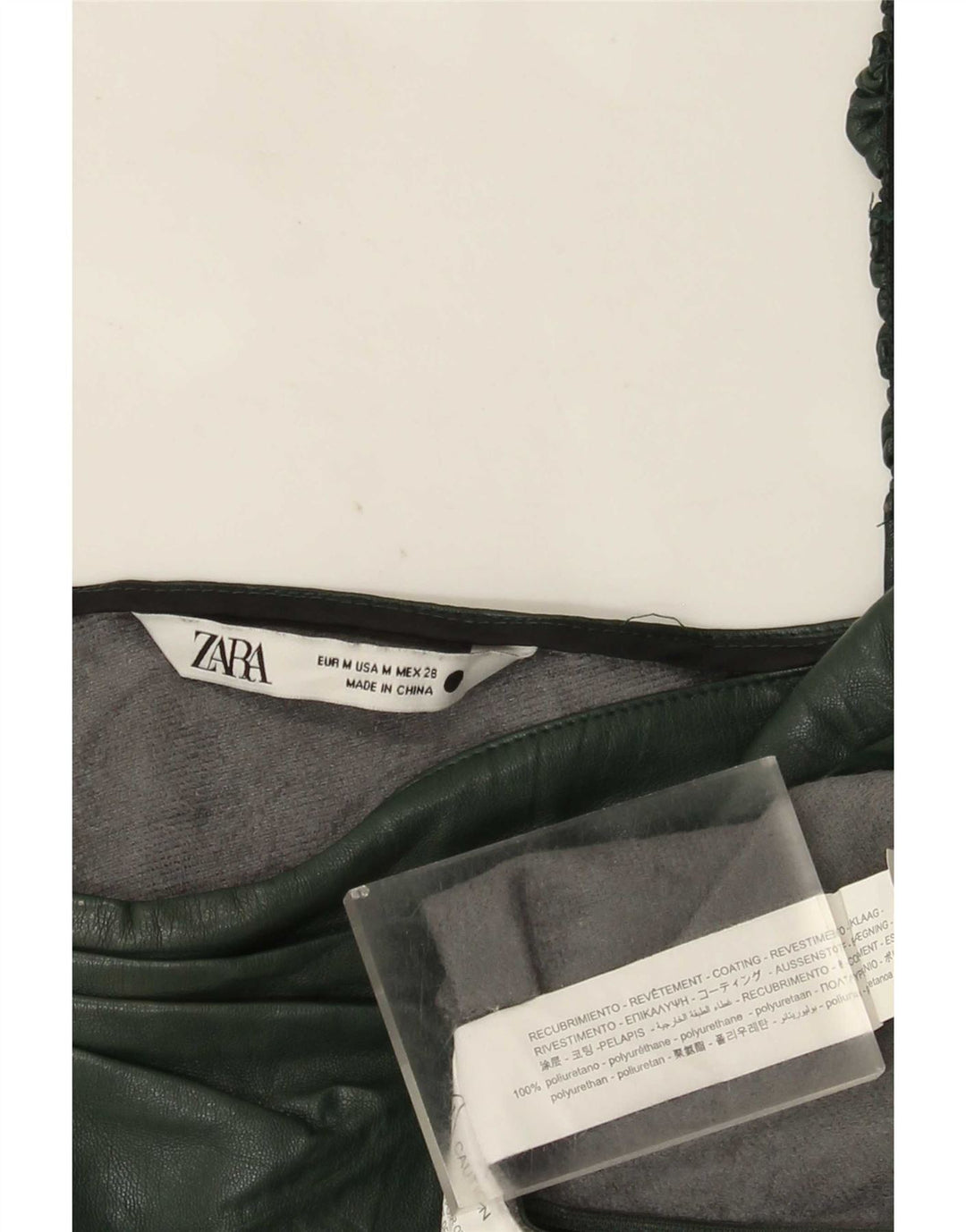 Zara Top De Un Hombro De Piel Sintética Para Mujer UK 42 Poliuretano Verde Medio
