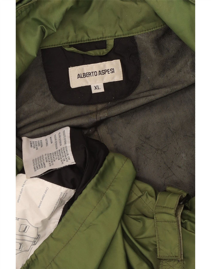 ALBERTO ASPESI Chaleco utilitario con capucha para hombre UK 42 XL Nylon verde