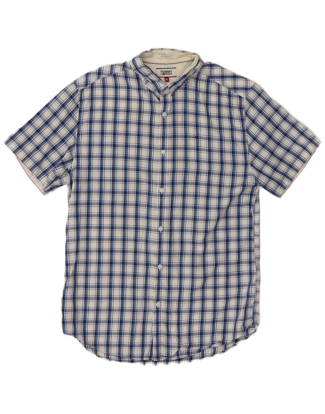 Tommy Hilfiger Camisa Regular Fit De Manga Corta De Algodón A Cuadros Azul Medio