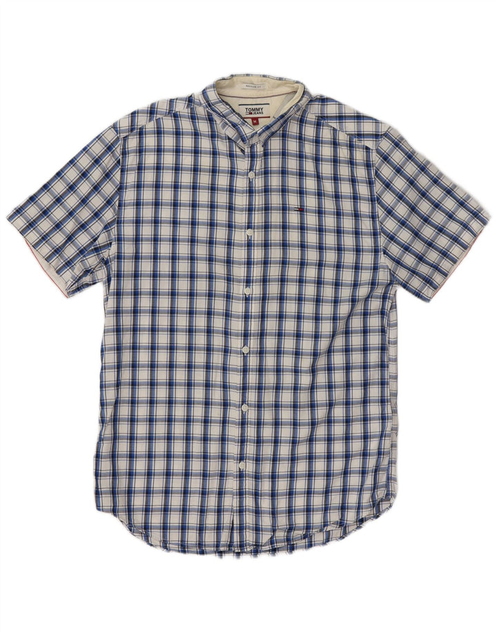 Tommy Hilfiger Camisa Regular Fit De Manga Corta De Algodón A Cuadros Azul Medio
