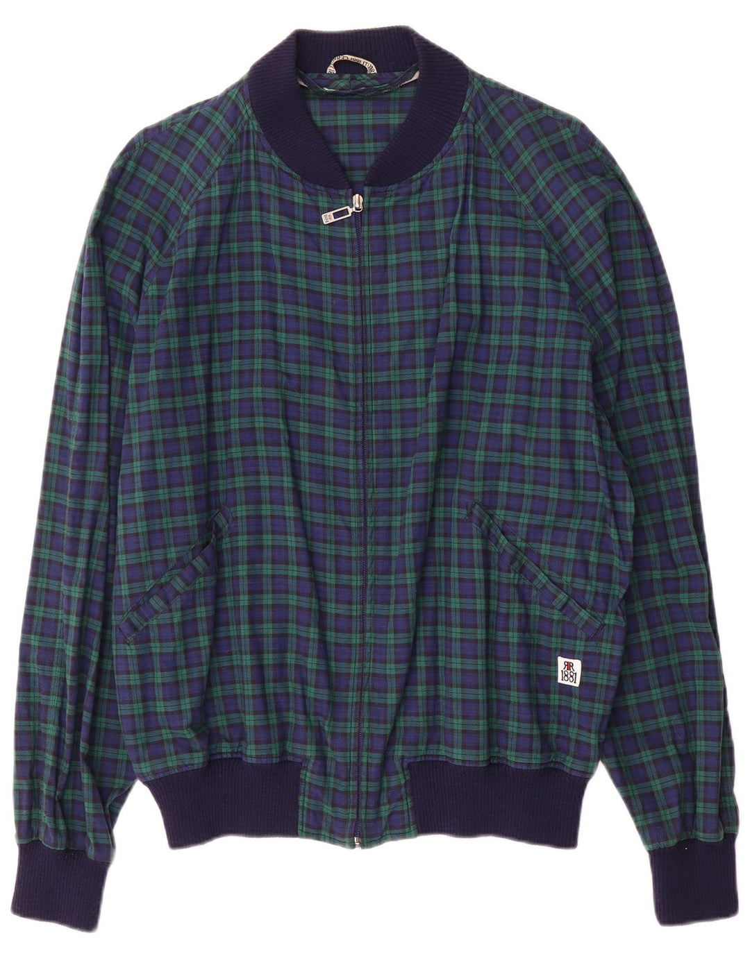 Cerruti 1881 Chaqueta bomber para hombre UK 40 Grande Poliéster a cuadros verdes