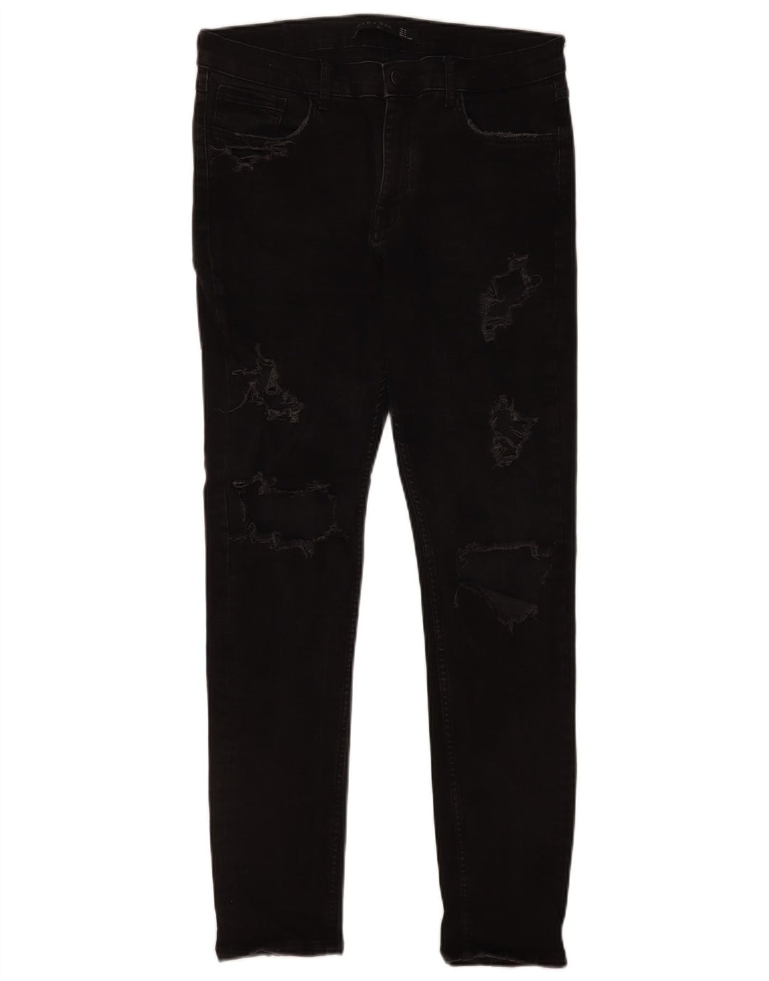 Zara Jeans ajustados desgastados para hombre EU 40 Medium W31 L29 Negro
