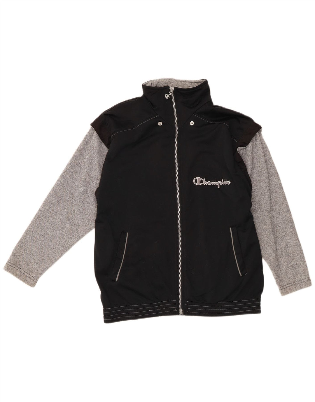 Champion Chaqueta de chándal para niños 13-14 años Negro Poliéster color block