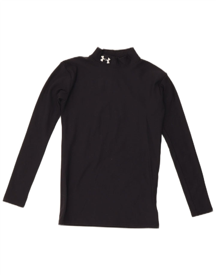 Under Armour Camiseta de manga larga para niños de 11 a 12 años, talla grande, nailon negro