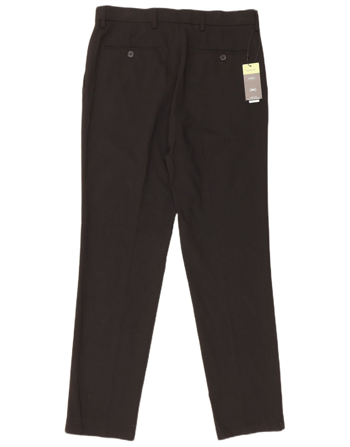 Marks & Spencer Pantalones chinos ajustados para hombre W32 L31 Poliéster negro
