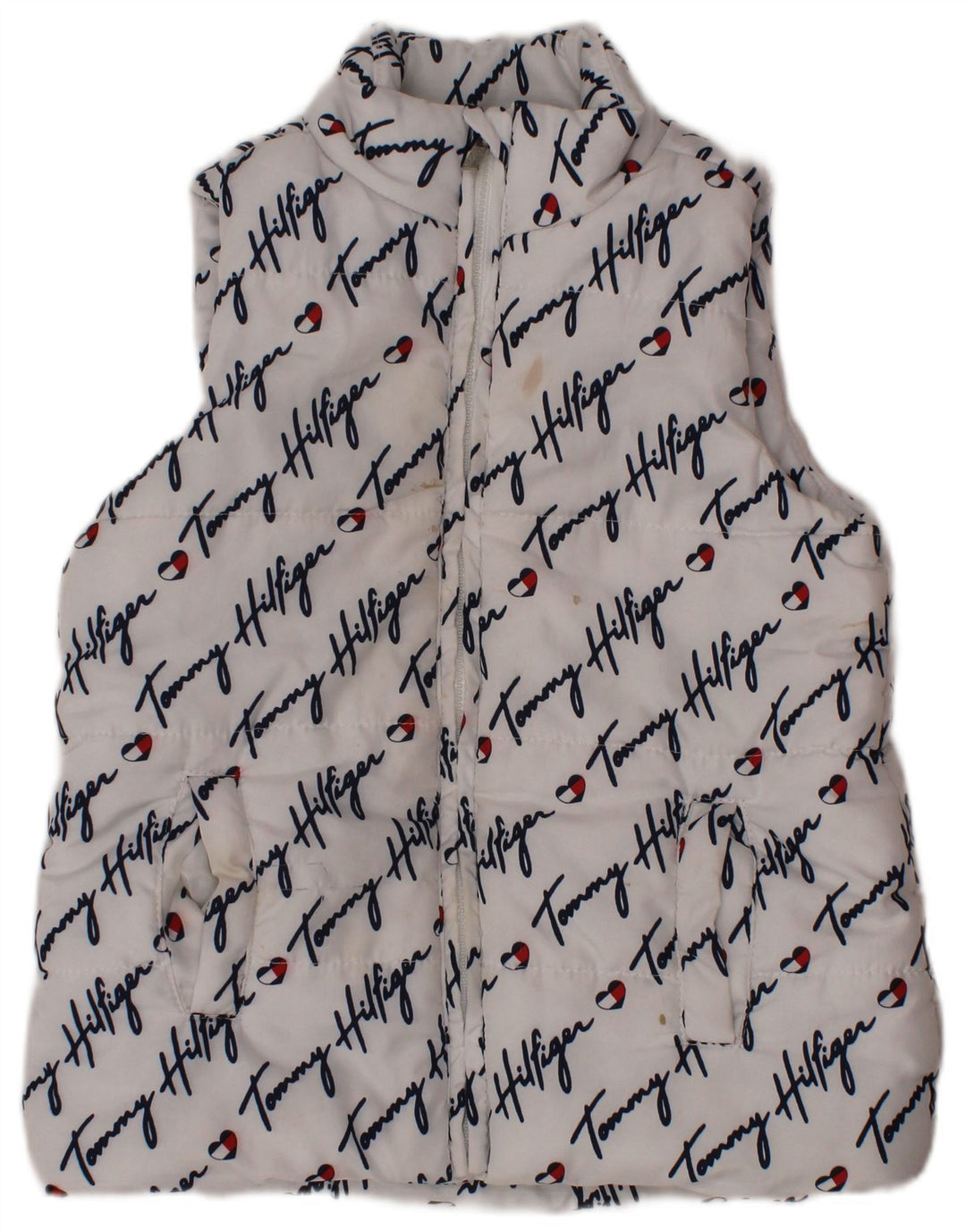 TOMMY HILFIGER Chaleco acolchado con gráfico para niña 3-4 años Poliéster blanco