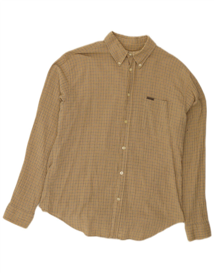 Camisa Calvin Klein para hombre de algodón a cuadros beige grande