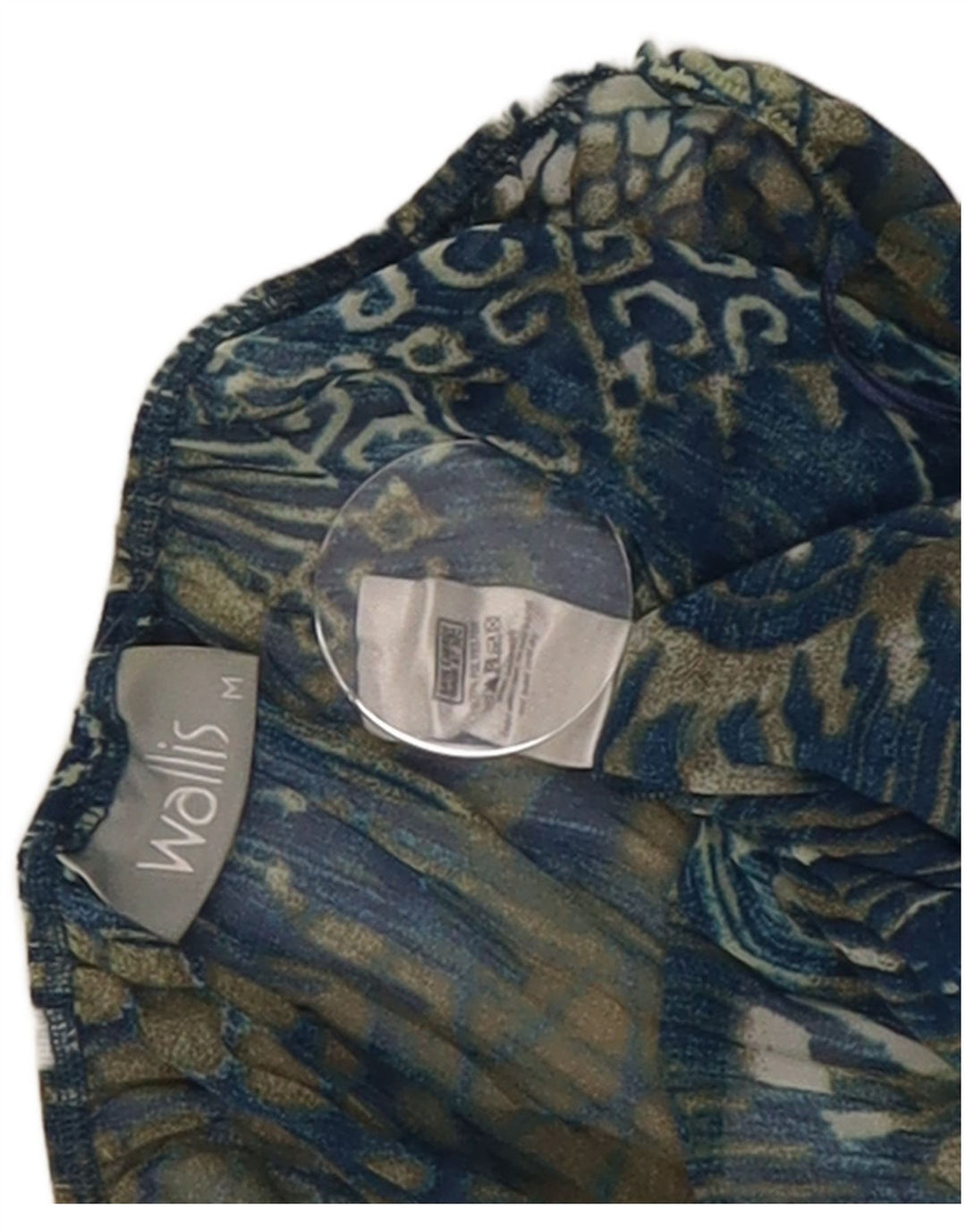 Wallis Vestido escalonado de manga larga para mujer UK 42 Azul medio Paisley Poliéster