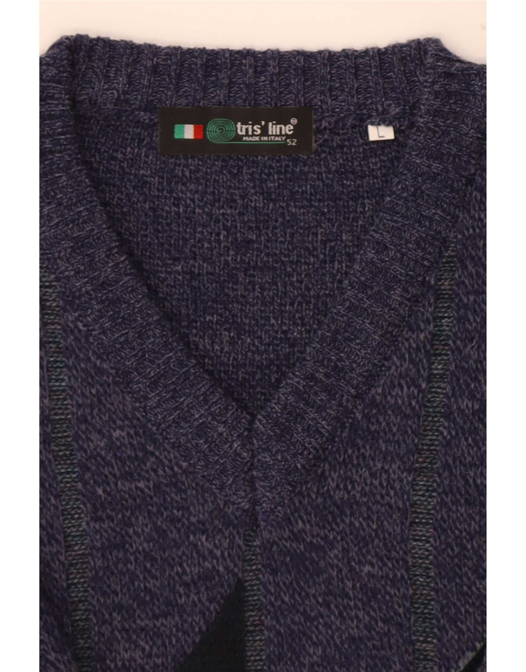 Tris Line - Jersey con cuello en V para hombre, talla grande, color azul marino, geométrico