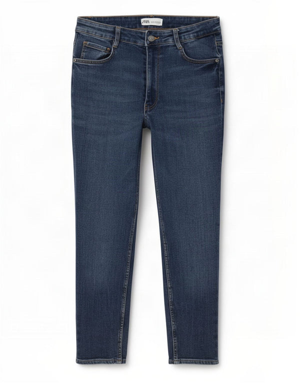 Zara Mujer Crop Skinny Jeans EU 40 Medium W30 L24 Algodón Azul