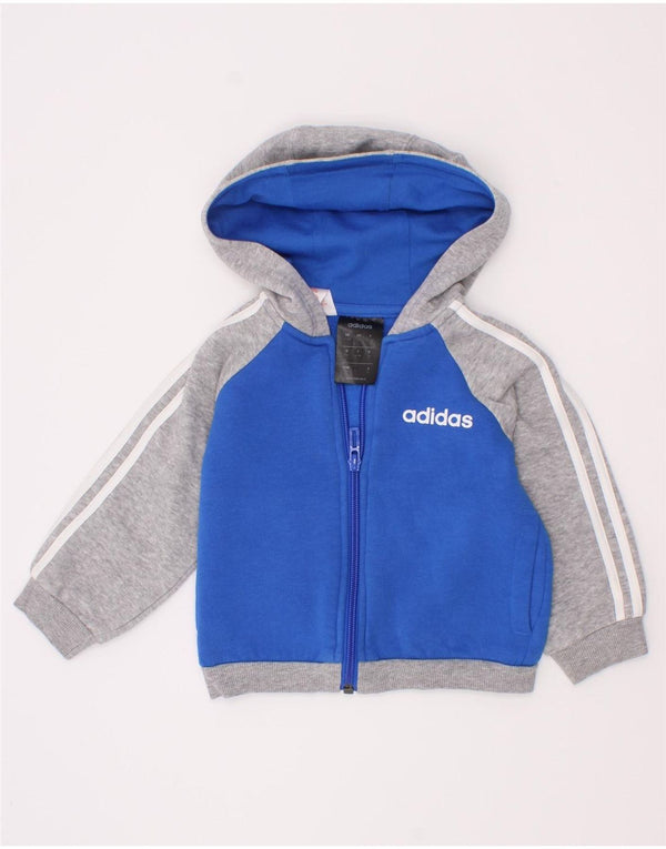 Adidas Sudadera con capucha y cremallera para bebé niño 6-9 meses Azul Colorblock Algodón