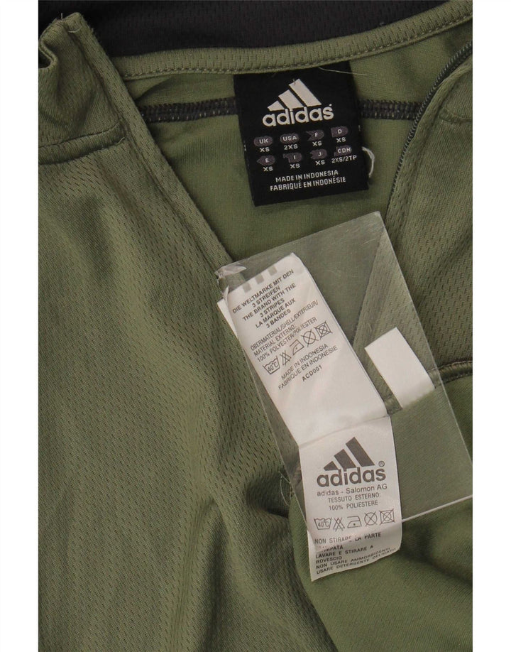 Adidas Hombre Zip Neck Jersey Chándal Top XS Caqui Poliéster