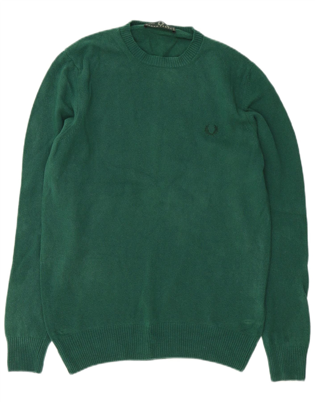 Fred Perry Hombre Jersey Con Cuello Redondo De Lana Verde Medio