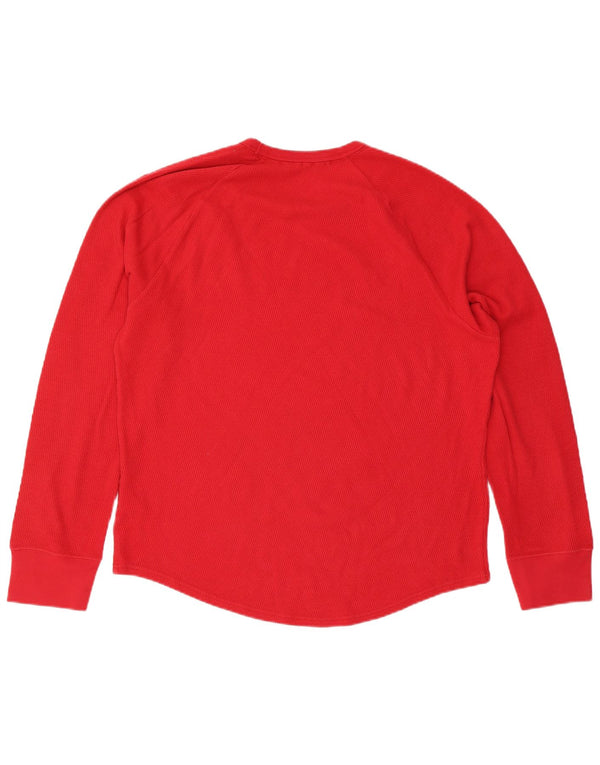Hollister Hombre Gráfico Top Manga Larga XL Rojo Colorblock Algodón