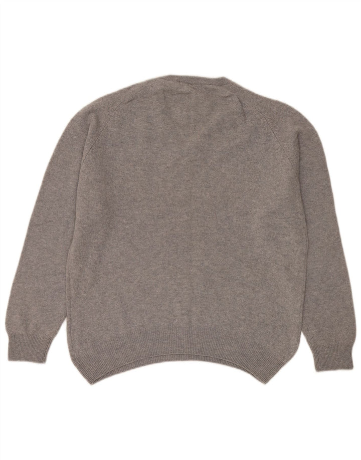 Marks & Spencer Jersey azul con cuello en V para mujer, talla 44, color gris medio