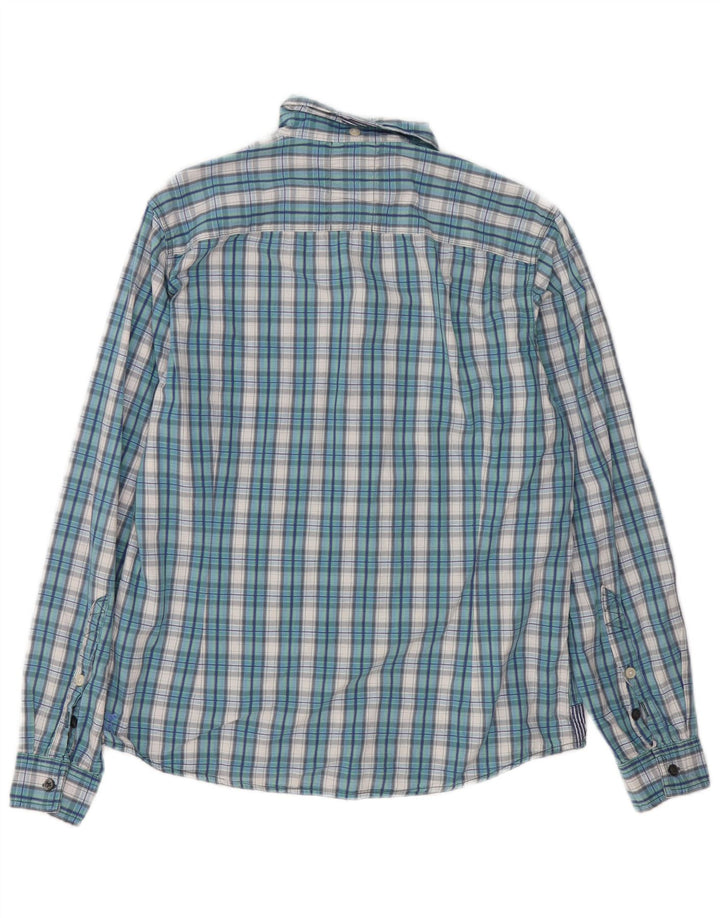 Camisa de hombre de corte slim de algodón a cuadros en azul medio de White Stuff