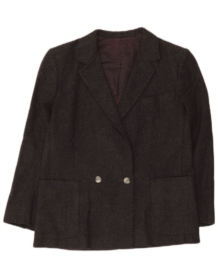 Vintage mujer doble pecho Blazer chaqueta Reino Unido 12 gris medio