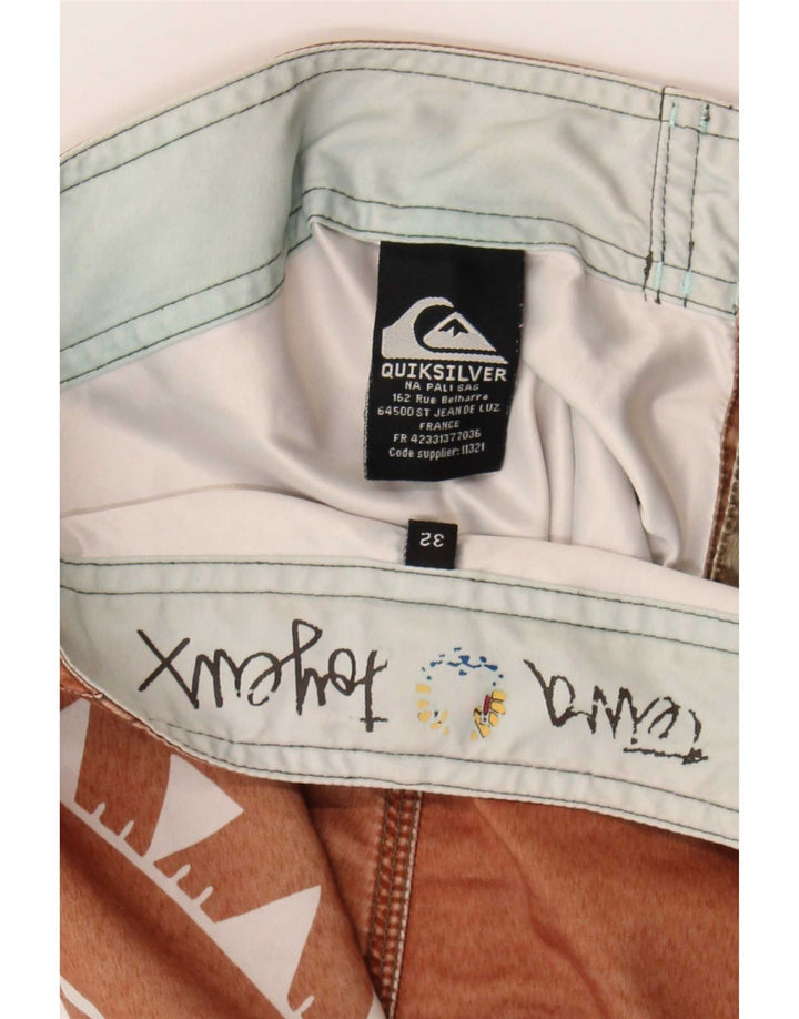 Quiksilver Hombre Bañador Gráfico Poliéster Geométrico Marrón Medio