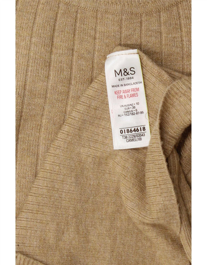 Marks & Spencer Jersey con Cuello Alto para Mujer UK 10 Small Viscosa Beige