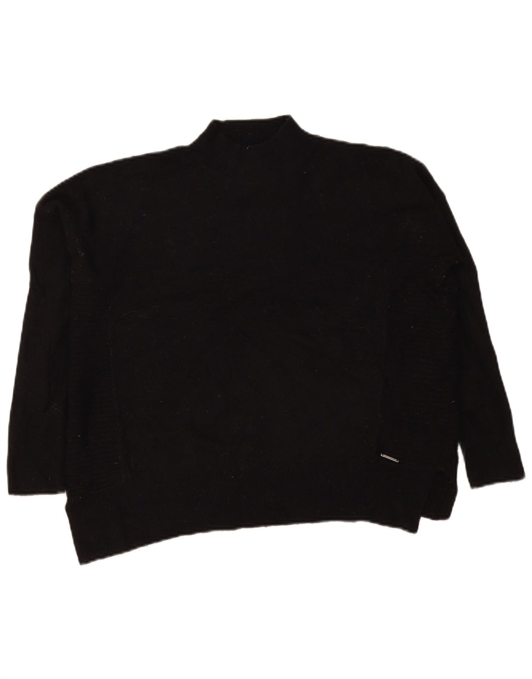 Superdry Jersey extragrande con cuello de tortuga para mujer, talla 8, talla pequeña, lana negra