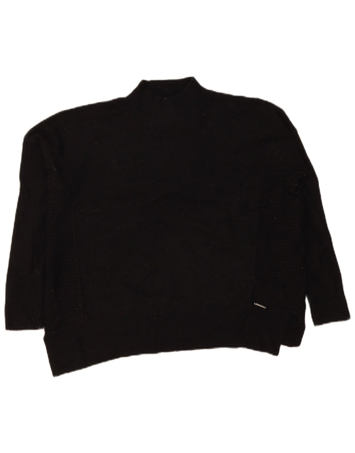Superdry Jersey extragrande con cuello de tortuga para mujer, talla 8, talla pequeña, lana negra