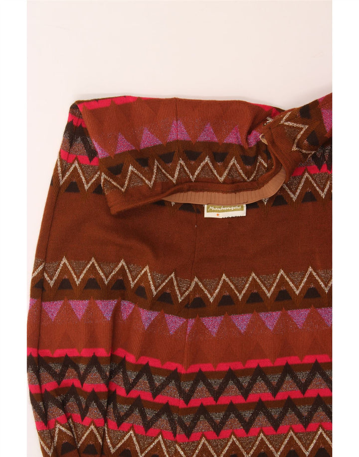 VINTAGE Mujer Maxi Falda Acampanada IT 42 Mediana W30 Geométrica Multicolor